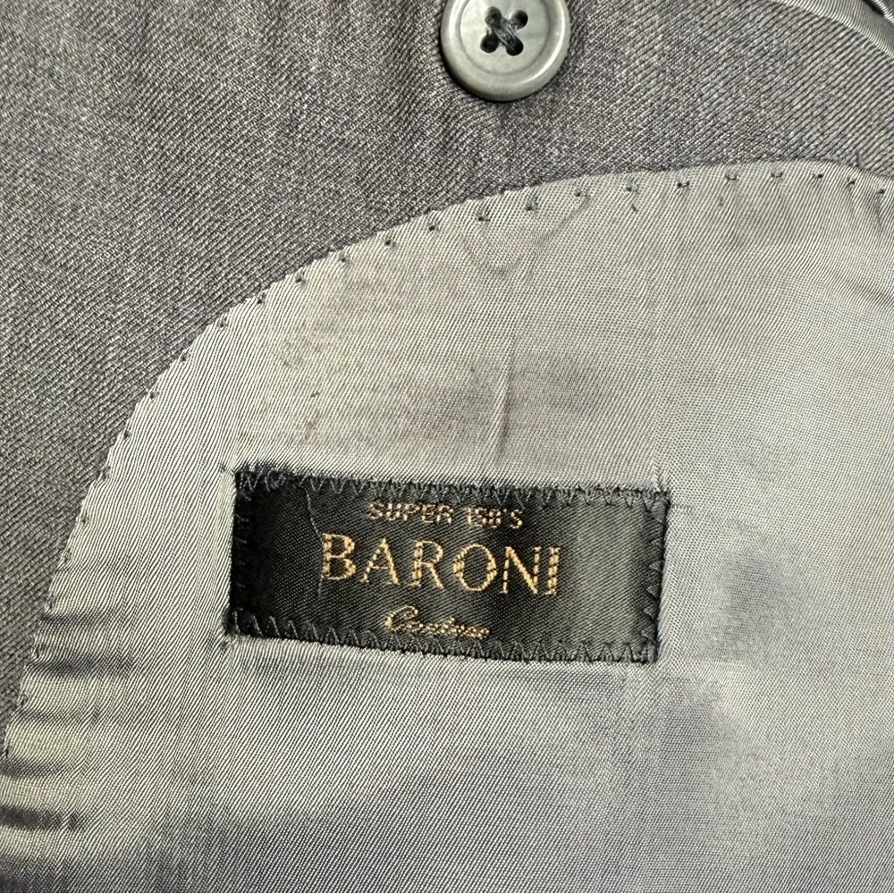 Baroni Men's Gray 100% Wool Classic Suit Coat Blazer Size 46L Special Event